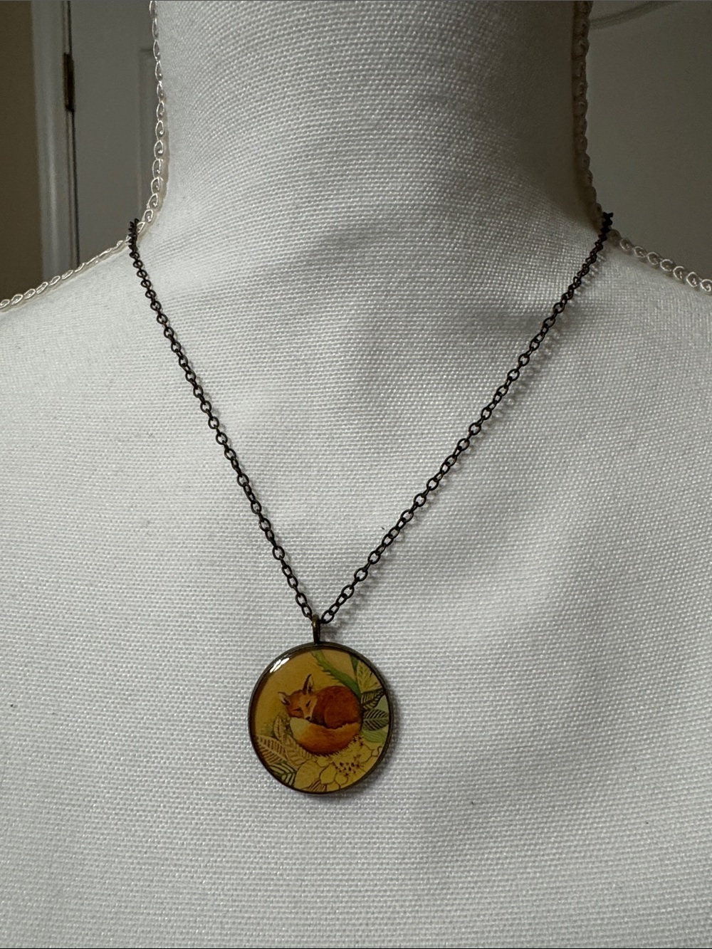 Handcrafted Fox Pendant Necklace in Mustard Yellow - Women's Jewelry